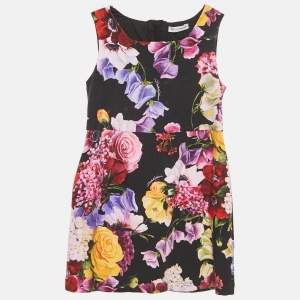 Dolce & Gabbana Kids Black Floral Print Cotton Knit Sleeveless Dress 3 Yrs