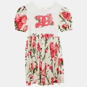 Dolce & Gabbana Kids White Floral Print Cotton Dress Size 7/8 Yrs