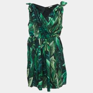 Dolce & Gabbana Kids Green Tropical Print Cotton Slit Dress Set 11/12 Yrs