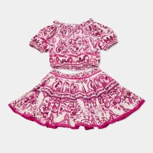 Pre Owned Dolce & Gabbana Kids Majolica Print Cotton Top & Skirt Set 5/4 Yrs 