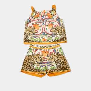 Pre Owned Dolce & Gabbana Kids Multicolor Printed Cotton Top & Shorts Set 4 Yrs 