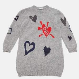 Pre Owned Dolce & Gabbana Grey Intarsia Wool Knit Sweater 6Yrs