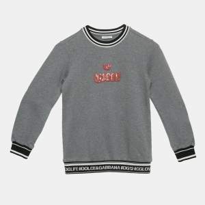 Pre Owned Dolce & Gabbana Kids Grey Queen Applique Sweatshirt 6Yrs