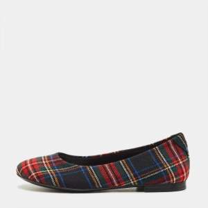 مملوكة مسبقًا Dolce & Gabbana Size 30 Multicolour Check Canvas Ballet Flats 