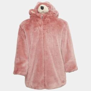 مملوكة مسبقًا Dolce & Gabbana Pink Faux Fur Teddy bear Hoodie 7/8 Years
