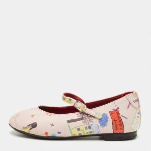 Pre Owned Dolce & Gabbana Back To School Size 26 Pink Leather Ballet Flats