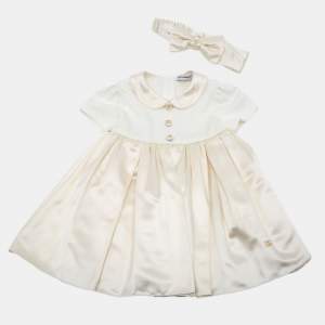 مملوكة مسبقًا Dolce & Gabbana Kids Off White Jersey and Duchess Midi Dress Set 12-18M