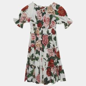 مملوكة مسبقًا Dolce & Gabbana Multicolour Floral Print Cotton Tiered Dress 7-8 Yrs