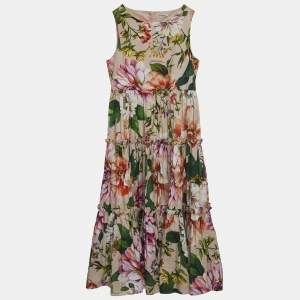 Dolce & Gabbana Pink Floral Printed Cotton Poplin Dress (11-12 Yrs)