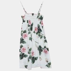 Dolce & Gabbana White Floral Printed Cotton Poplin Dress (11-12 Yrs)