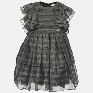 Elie Saab Kids Black Lurex Mesh Flared Dress 6 Yrs