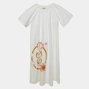 Pre Owned Elie Saab Junior White Floral Print Cotton Maxi Dress Size 10 Yrs