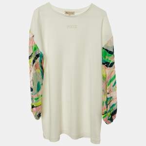 Emilio Pucci Kids White Cotton Vetrate Sleeve Shift Dress Size 12Yrs