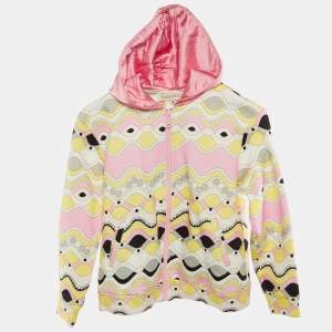 Emilio Pucci Kids Pink Printed Cotton Hooded Jacket Size 10 Yrs