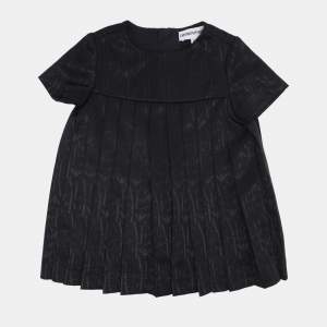 Pre Owned Emporio Armani Black Jersey Pleated Dress 9M
