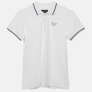Emporio Armani Kids White Cotton Pique Polo T-Shirt 10 Yrs 
