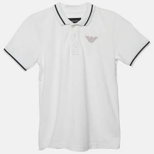 Emporio Armani Kids White Eagle Logo Print Cotton Pique Polo T-Shirt 6 Yrs 