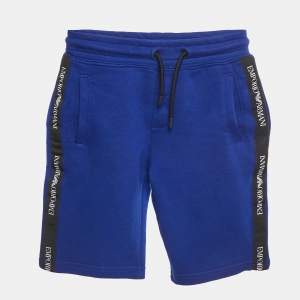 Emporio Armani Kids Blue Logo Band Trim Cotton Jersey Shorts 6 Yrs 