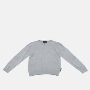 Emporio Armani Kids Grey Monogram Knit Crewneck Sweater 10 Yrs 