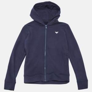 Emporio Armani Kids Navy Blue Cotton Jersey Hooded Jacket 12 Yrs 