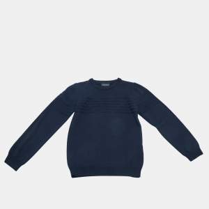 Emporio Armani Kids Navy Blue Logo Intarsia Knit Sweater 10 Yrs