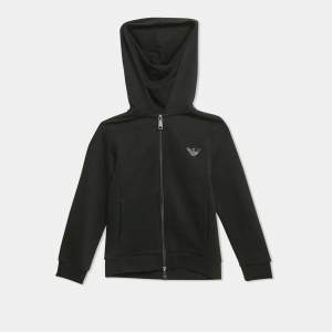 Emporio Armani Kids Black Cotton Knit Hooded Jacket 6 Yrs