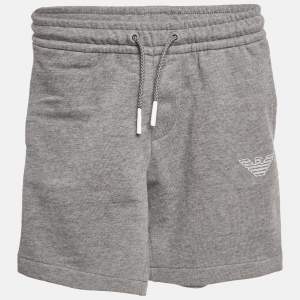 Emporio Armani Kids Grey Cotton Knit Drawstring Shorts 6 Yrs
