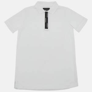 Emporio Armani Kids White Jersey Zipper Detail T-Shirt 10 Yrs