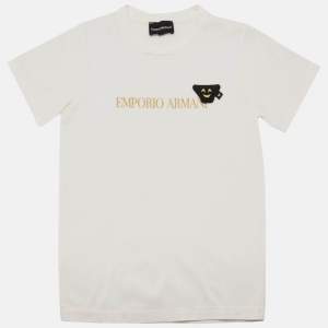 Emporio Armani Kids White Logo Printed Jersey T-Shirt 7 Yrs