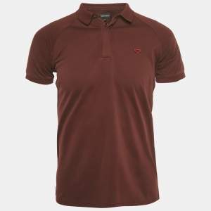 Pre Owned Emporio Armani Kids Burgundy Jersey Polo T-Shirt 16Yrs