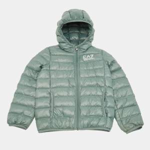 Pre Owned Emporio Armani Kids Sage Green Synthetic Printed Puffer Down Jacket 8 Yrs 