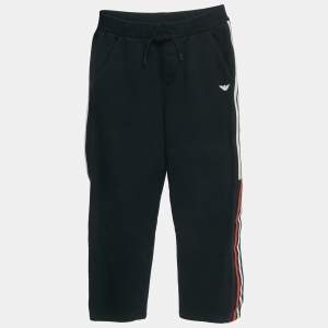 Pre Owned Emporio Armani Kids Navy Blue Side Stripe Cotton Trousers 10Yrs