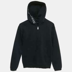 Pre Owned Emporio Armani Kids Nay Blue Cotton Zip-Up Jacket 10Yrs