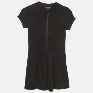 Pre Owned Emporio Armani Kids Black Jersey Pleated Short Dress 8Yrs