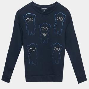Pre Owned Emporio Armani Kids Blue Sequin Teddy Cotton Sweatshirt 8Yrs