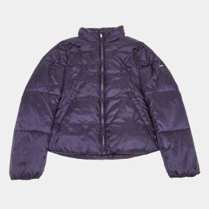 Pre Owned Emporio Armani Kids Purple Synthetic Concealed Hood Puffer Jacket 10Yrs 