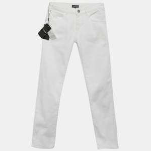 مملوكة مسبقًا Emporio Armani Kids White Denim Slim Fit Jeans 10Yrs Waist 23"