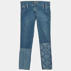 Ermanno Scervino Junior Blue Denim Embroidery Patch Detail Jeans 10 Yrs Waist 24"