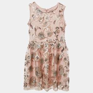 Ermanno Scervino Junior Pink Sequin Crepe Sleeveless Dress 6 Yrs