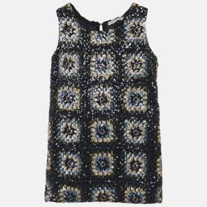 Ermanno Scervino Junior Navy Blue Sequin Sleeveless Dress 6 Yrs