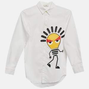 Fendi Kids White Bulb Print Cotton Shirt Size 12 Yrs