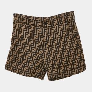 Fendi Kids Brown Zucca Pattern Jacquard Knit Shorts 10 Yrs