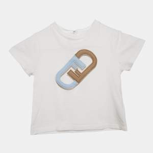 Fendi Kids White Logo Applique Cotton T-Shirt 18 M