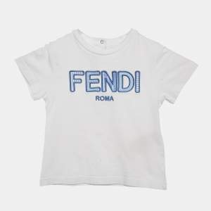 Fendi Kids White Logo Applique Cotton T-Shirt 18 M