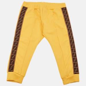 Fendi Kids Yellow Jersey Zucca Tape Detail Joggers 24 M