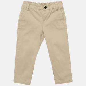 Fendi Kids Beige Teddy Embroidered Gabardine Trousers 18M