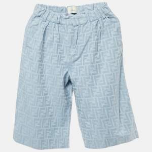 Pre Owned Fendi Kids Blue Zucca Jacquard Shorts 12 Yrs 