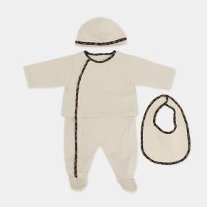 Pre Owned Fendi Light Beige Stretch Cotton Jumpsuit 3 Months