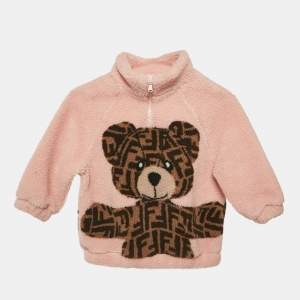 Fendi Kids Pink Bear Tuft Fleece Sweater 3 Yrs