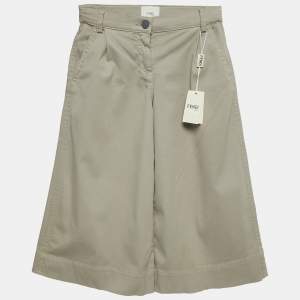 Fendi Kids Beige Gabardine Wide Leg Trousers 6 Yrs